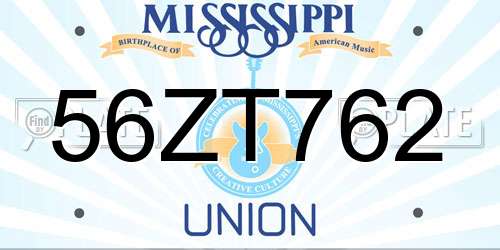 56ZT762 Mississippi License Plate