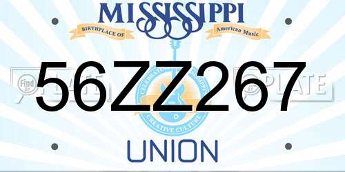 56ZZ267 Mississippi License Plate