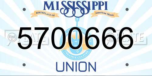 5700666 Mississippi License Plate