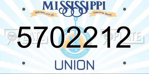 5702212 Mississippi License Plate