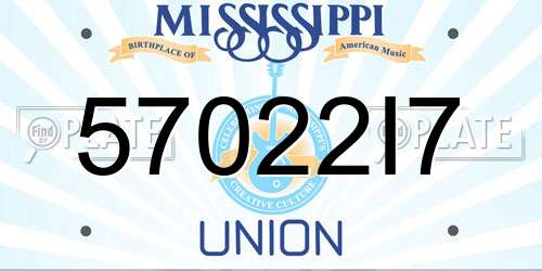 57022I7 Mississippi License Plate