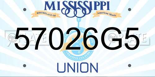 57026G5 Mississippi License Plate