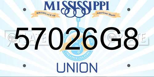 57026G8 Mississippi License Plate