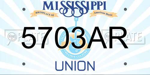 5703AR Mississippi License Plate