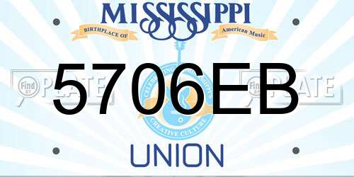 5706EB Mississippi License Plate