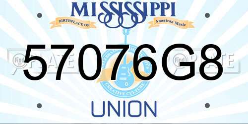 57076G8 Mississippi License Plate