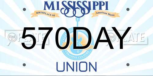 570DAY Mississippi License Plate