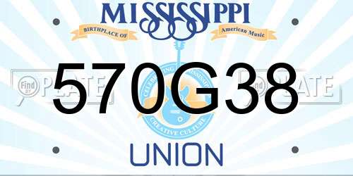 570G38 Mississippi License Plate