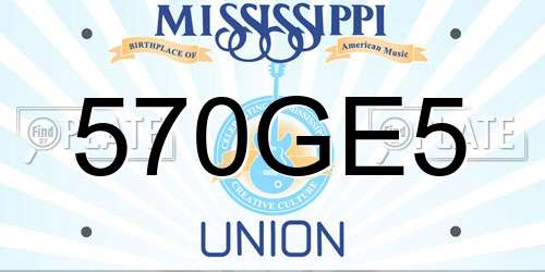 570GE5 Mississippi License Plate