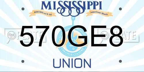 570GE8 Mississippi License Plate