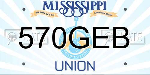 570GEB Mississippi License Plate