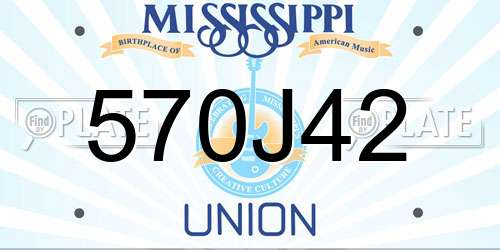 570J42 Mississippi License Plate
