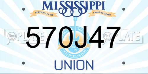 570J47 Mississippi License Plate