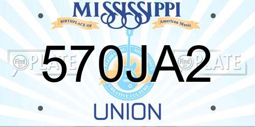 570JA2 Mississippi License Plate