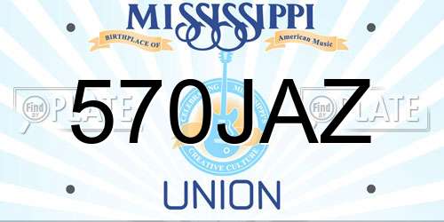 570JAZ Mississippi License Plate
