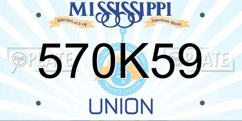 570K59 Mississippi License Plate