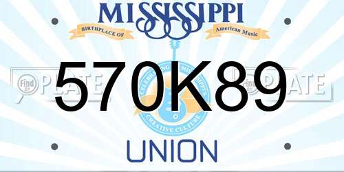 570K89 Mississippi License Plate
