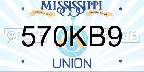 570KB9 Mississippi License Plate