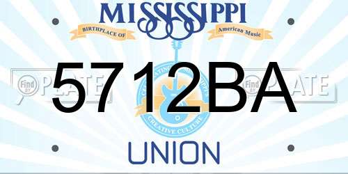 5712BA Mississippi License Plate