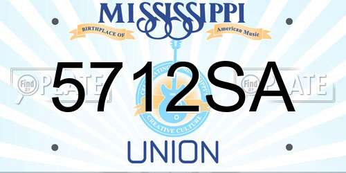 5712SA Mississippi License Plate