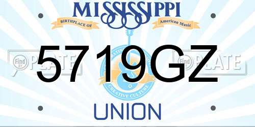 5719GZ Mississippi License Plate