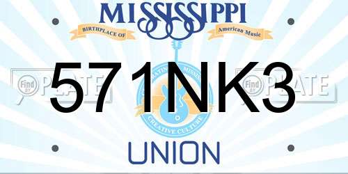 571NK3 Mississippi License Plate
