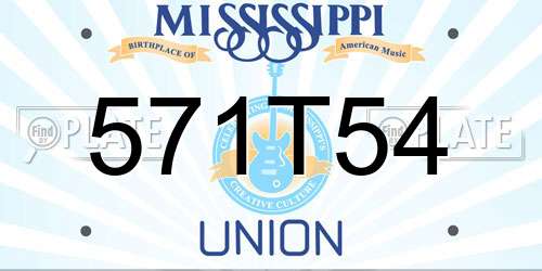 571T54 Mississippi License Plate