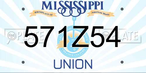 571Z54 Mississippi License Plate