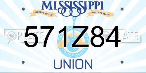 571Z84 Mississippi License Plate