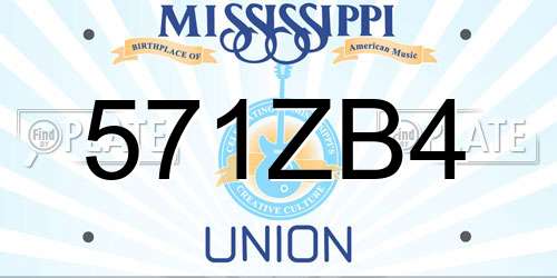 571ZB4 Mississippi License Plate