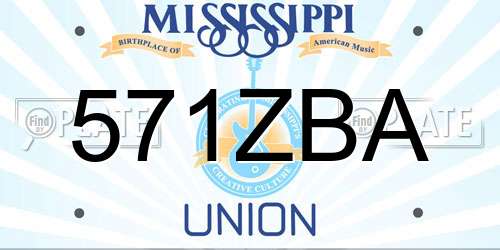 571ZBA Mississippi License Plate