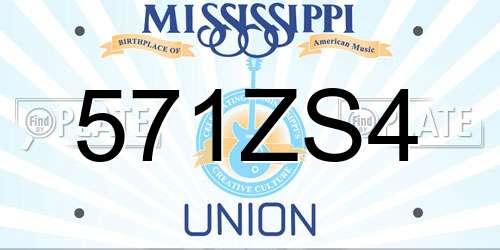 571ZS4 Mississippi License Plate