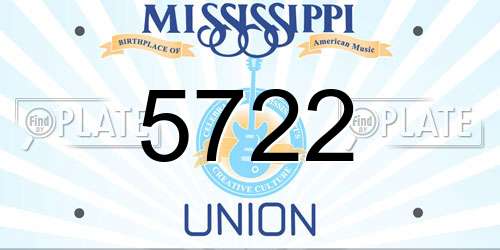 5722 Mississippi License Plate