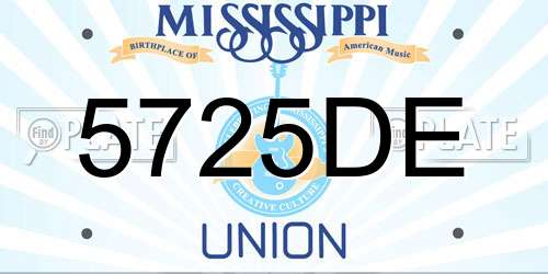 5725DE Mississippi License Plate