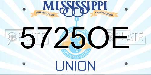 5725OE Mississippi License Plate