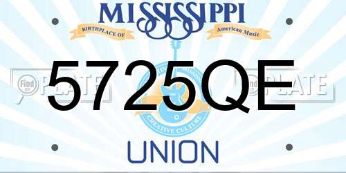5725QE Mississippi License Plate