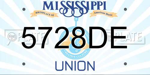 5728DE Mississippi License Plate