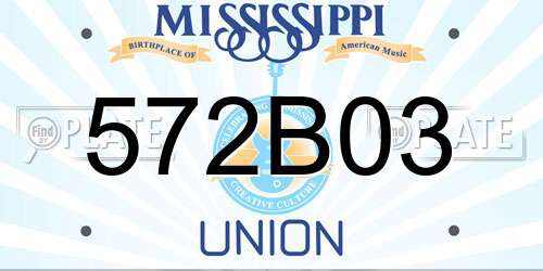 572B03 Mississippi License Plate