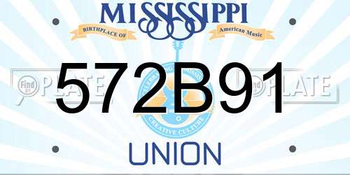 572B91 Mississippi License Plate