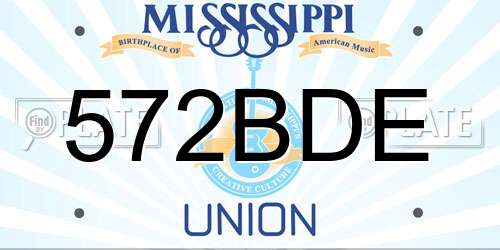572BDE Mississippi License Plate