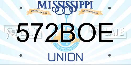 572BOE Mississippi License Plate