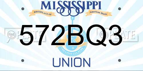 572BQ3 Mississippi License Plate