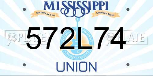 572L74 Mississippi License Plate
