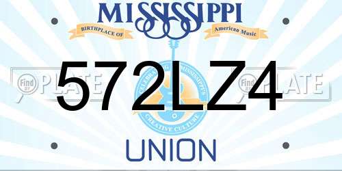 572LZ4 Mississippi License Plate