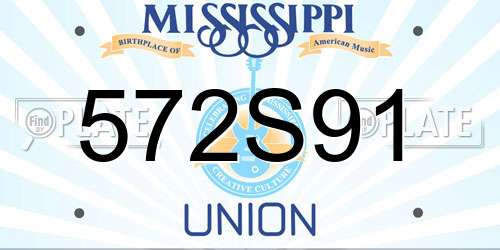 572S91 Mississippi License Plate