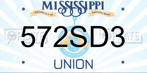 572SD3 Mississippi License Plate