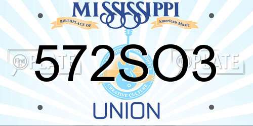 572SO3 Mississippi License Plate