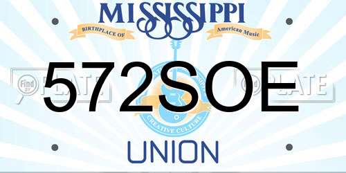 572SOE Mississippi License Plate