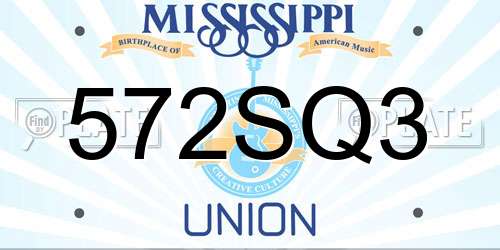 572SQ3 Mississippi License Plate