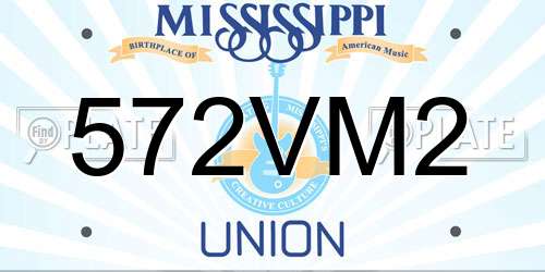 572VM2 Mississippi License Plate